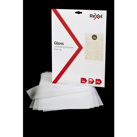 Rexel A4 Laminating Pouches 125 Micron Gloss Pack of 25