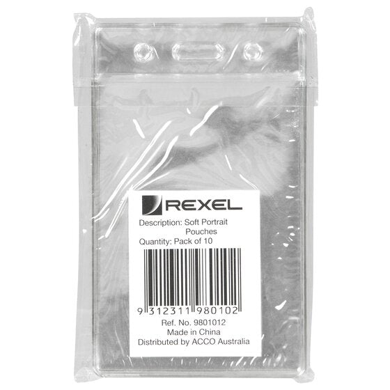 Rexel Soft Pouch Portrait 62 x 104mm Clear Pack of 10