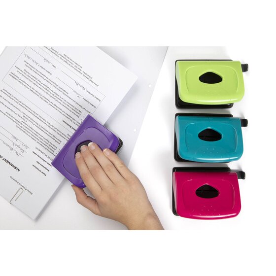 Marbig 2 Hole Punch Medium Plastic Assorted Carton of 6