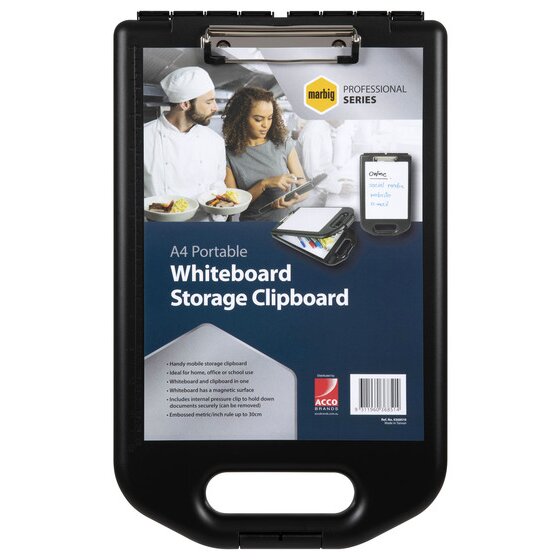 Marbig Professional Storage Clipboard with Whiteboard Black