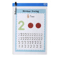 Quartet Flex A3 pocket sleeve with a blue top edge holding a number tracing sheet and a clipped marker