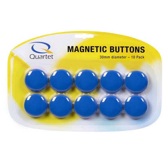 Quartet Magnetic Buttons 30mm Blue Pack of 10