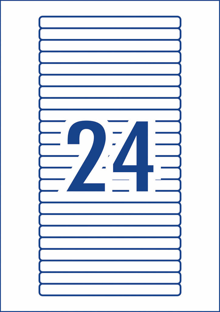 Avery White Filing Labels 134 x 11mm Laser Inkjet Permanent 600 Labels/25 Sheets 24UP