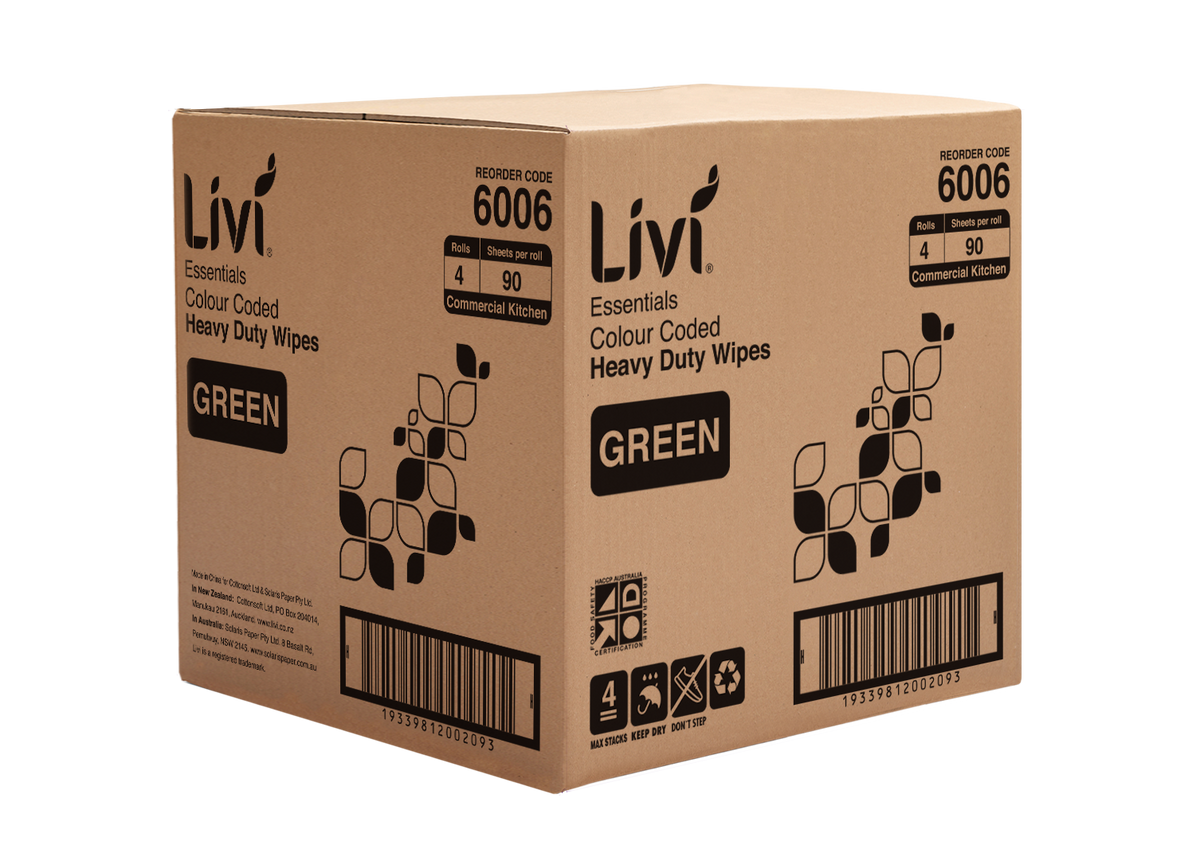 Livi 6006 Essentials Commercial Wipes Green Carton 4 Rolls