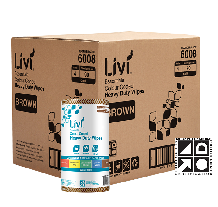 Livi 6008 Essentials Commercial Wipes Brown Carton 4 Rolls