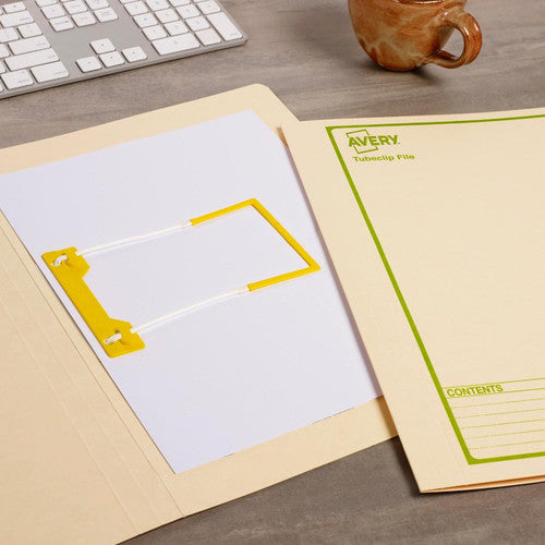 Avery Buff Tubeclip File Green Print Foolscap 326gsm 20 Box