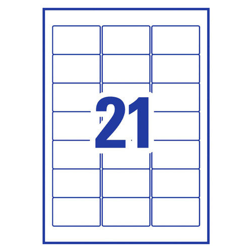 Avery White Waterproof Labels L7212 63.5 x 38.1mm 21UP 105 Labels