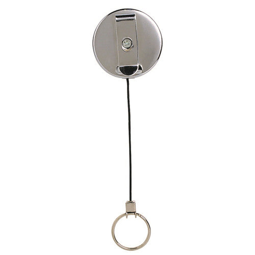 Rexel Retractable Metal Key Holder Nylon Cord with Key Ring Black Hangsell