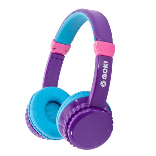 Moki Play Safe Volume Limited Wireless Headphone Purple Aqua