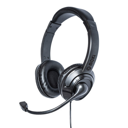 Moki USB Headphone with Boom Microphone Black