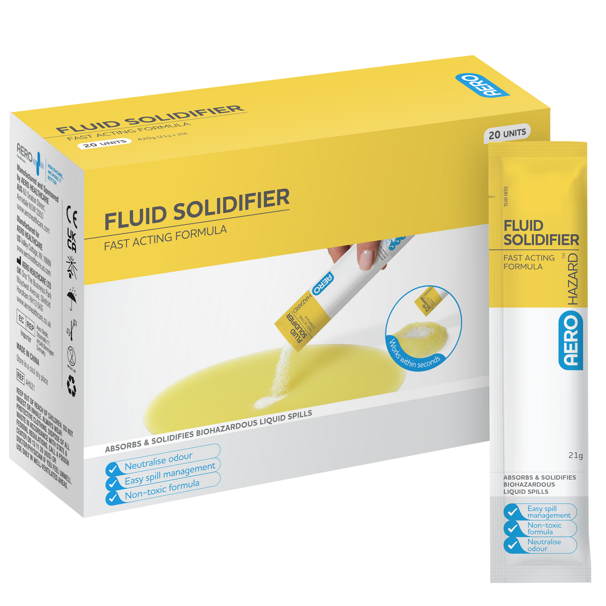 AeroHazard Fluid Solidifier Sachet 21g Box/20