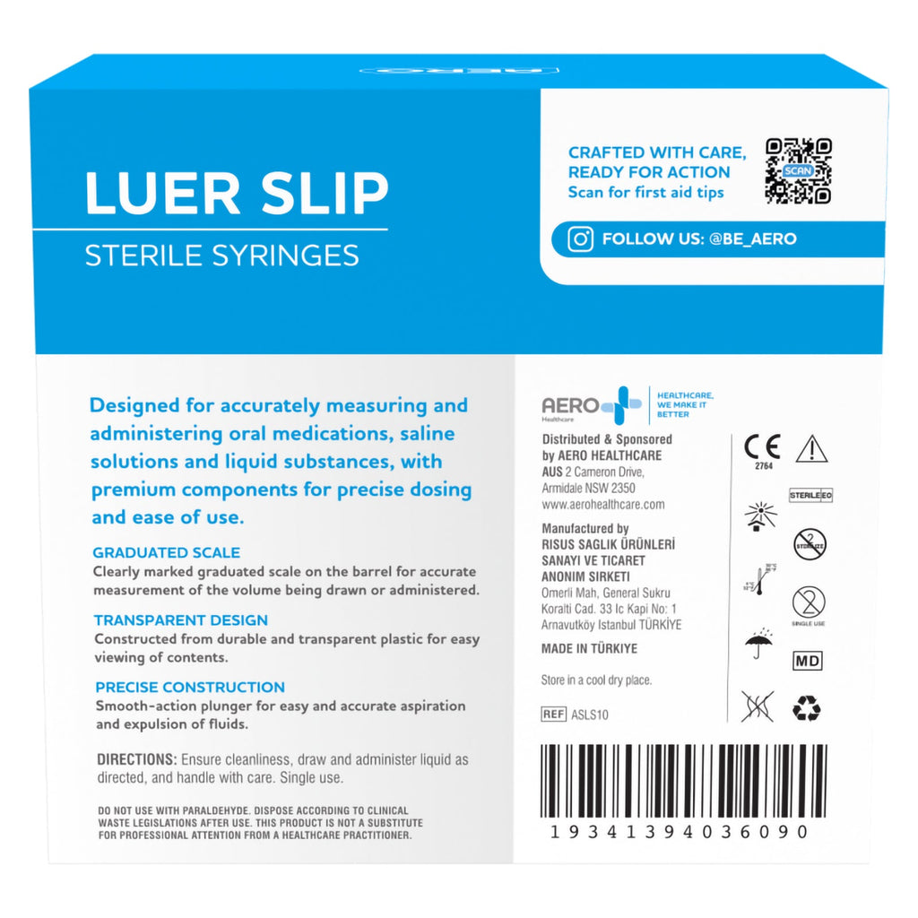 AeroSupplies LuerSlip Syringe 10ml Box 100