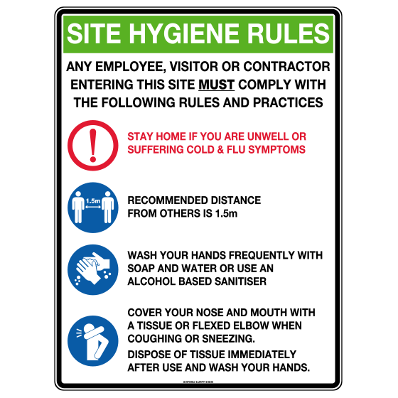 AeroSupplies Poly Site Hygiene Rules Sign 30 x 22.5cm