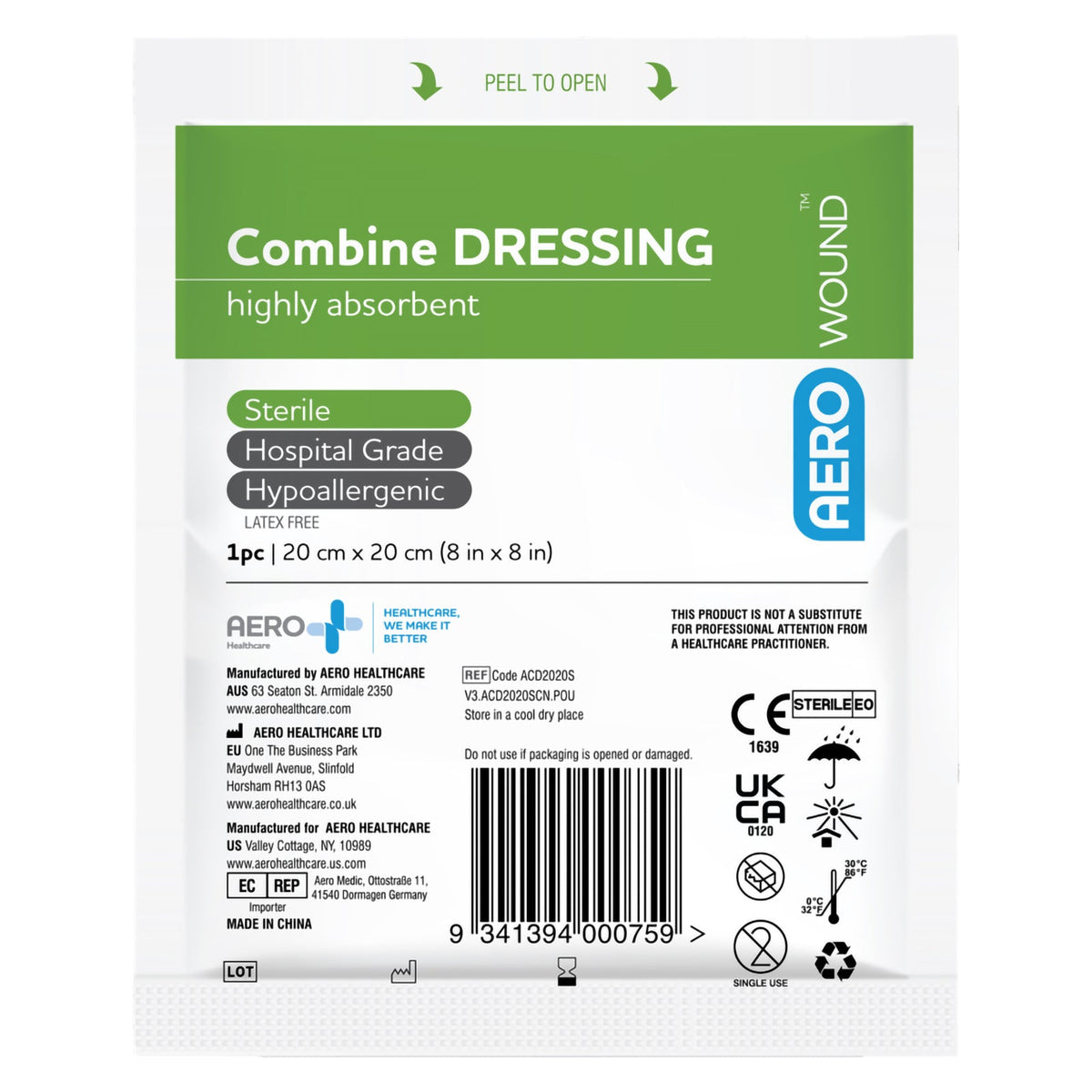 AeroWound Combine Dressing 20 x 20cm Bag 50