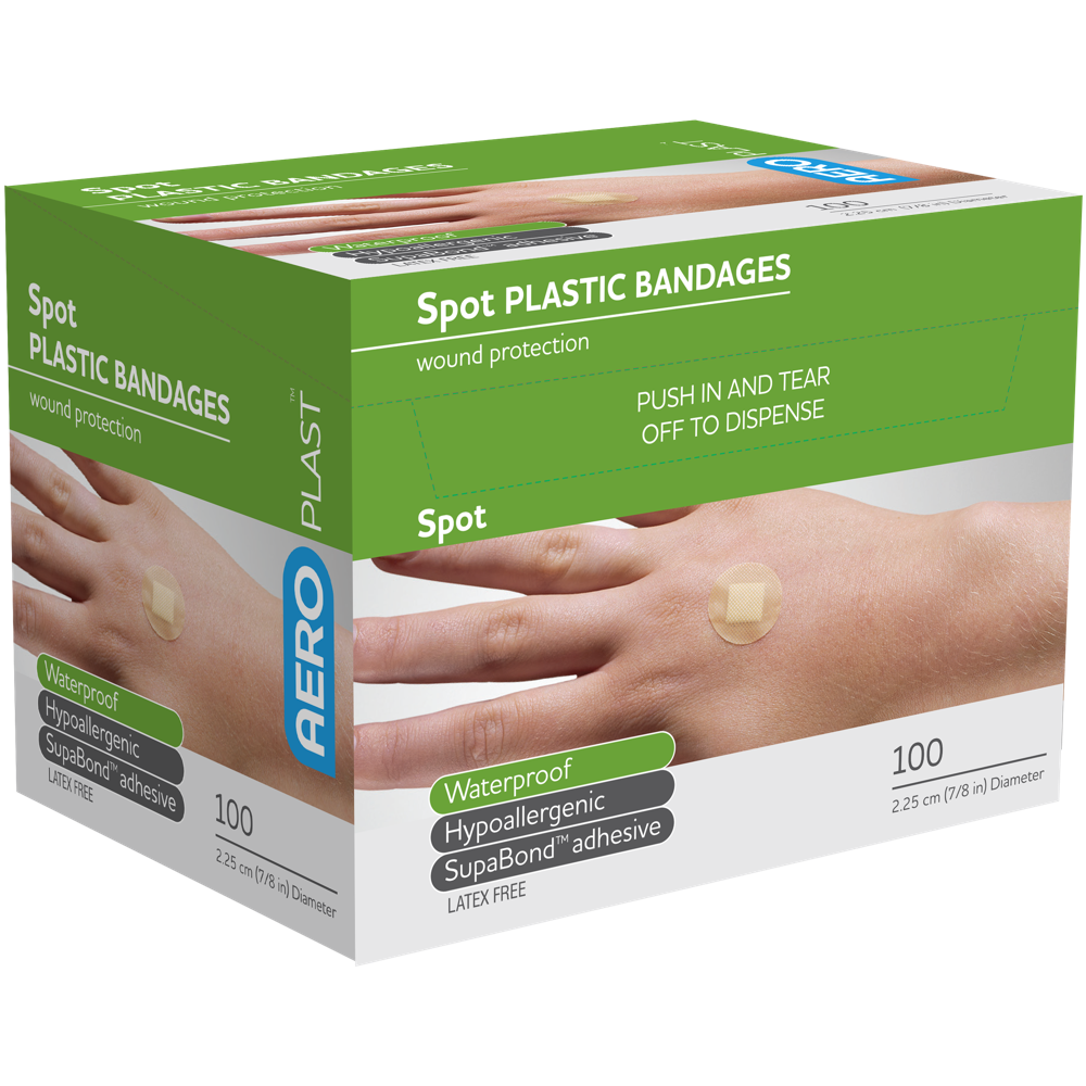 AeroPlast Plastic Spot Dressings 2.25cm Diameter Box/100
