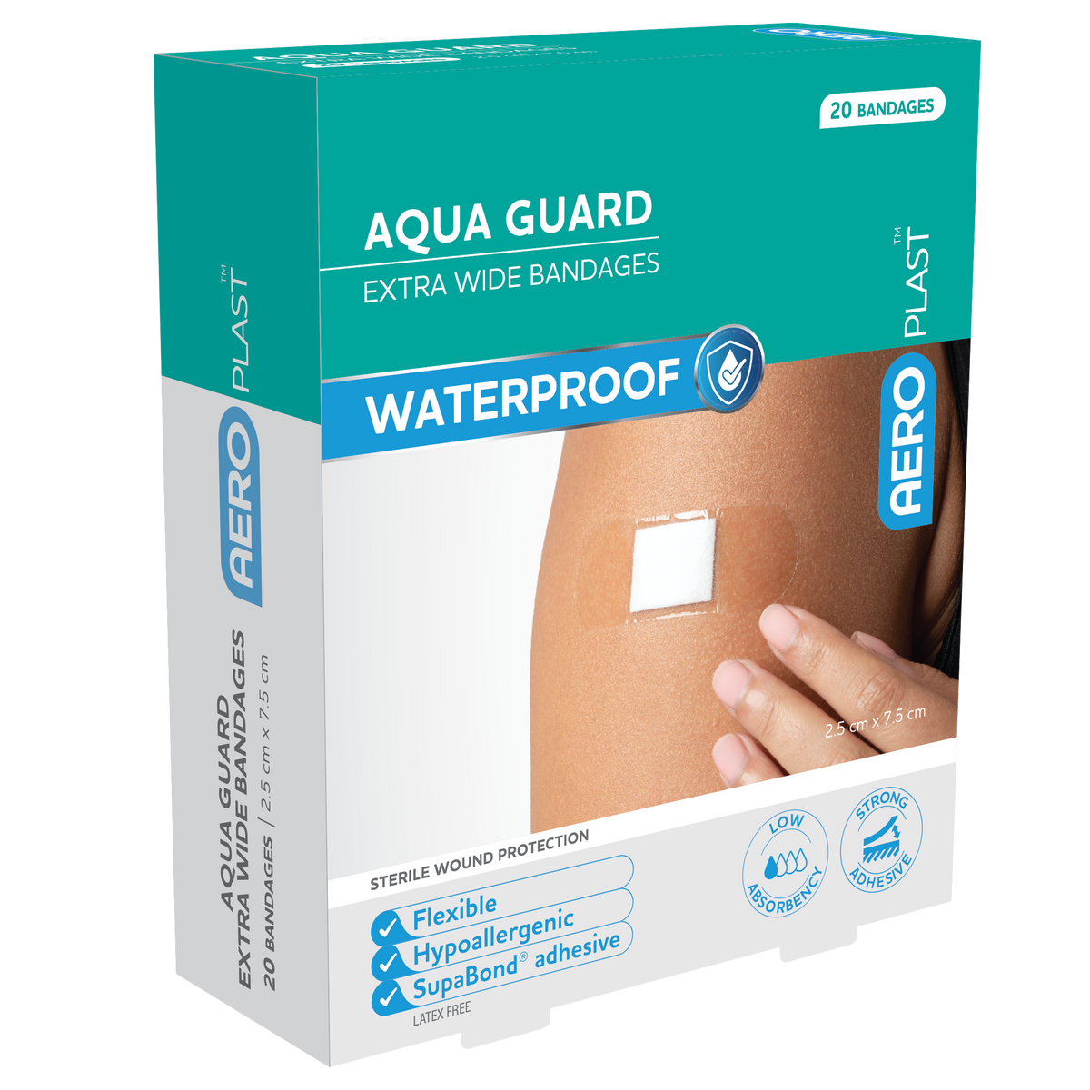 AeroPlast AquaGuard Extra-Wide Strip Waterproof 7.5 x 2.5cm 20pk