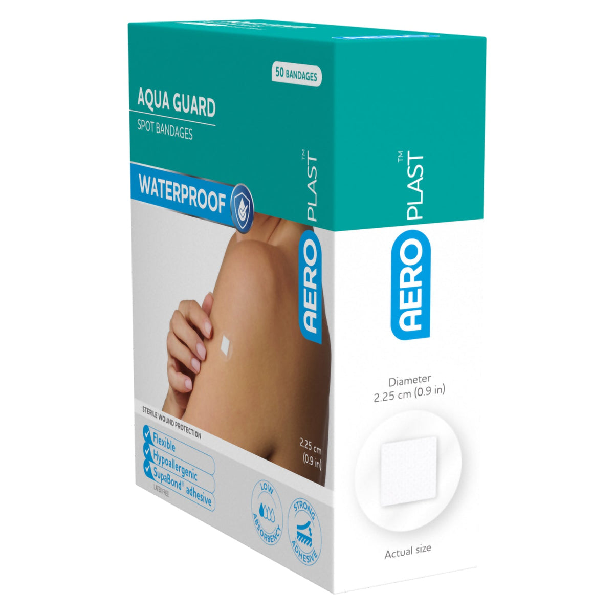 AeroPlast AquaGuard Spot Dressings Waterproof 2.25 x 2.25cm Box 50