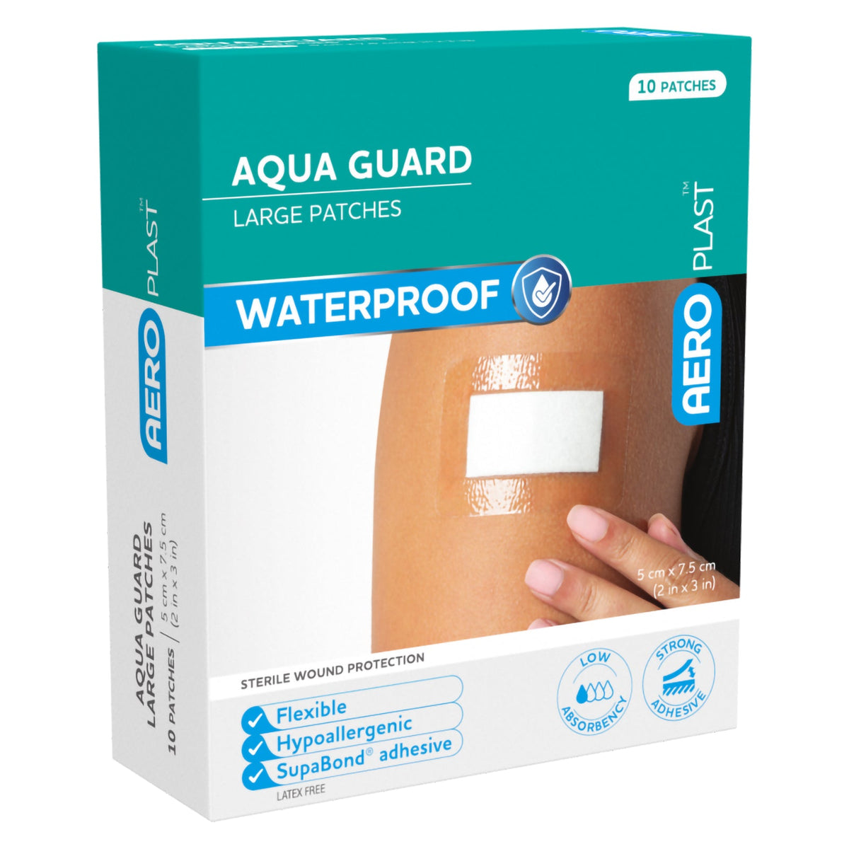 AeroPlast AquaGuard Large Patch Waterproof 7.5 x 5cm Box 10