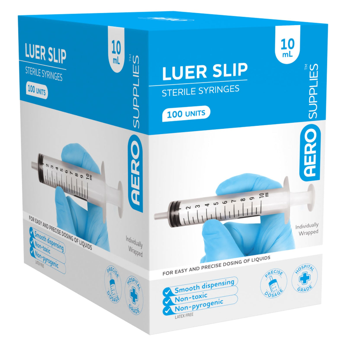 AeroSupplies LuerSlip Syringe 10ml Box 100