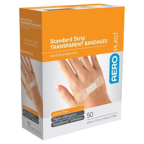 AeroPlast Transparent Standard Strip 7.2 x 1.9cm Box/50