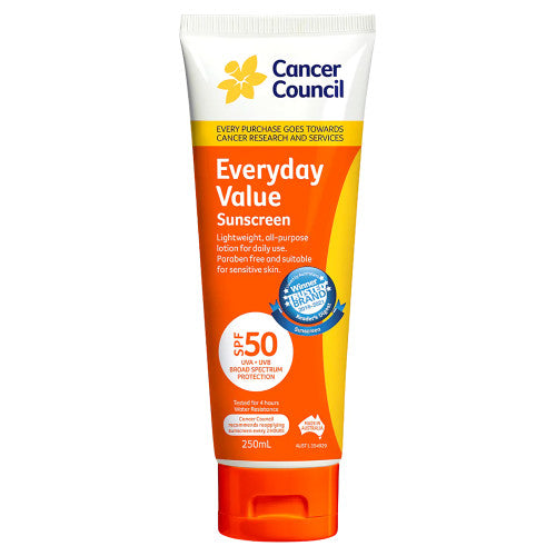 Cancer Council SPF50 Everyday Value Sunscreen Tube 250mL