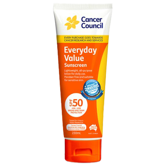 Cancer Council SPF50 Everyday Value Sunscreen Tube 250mL