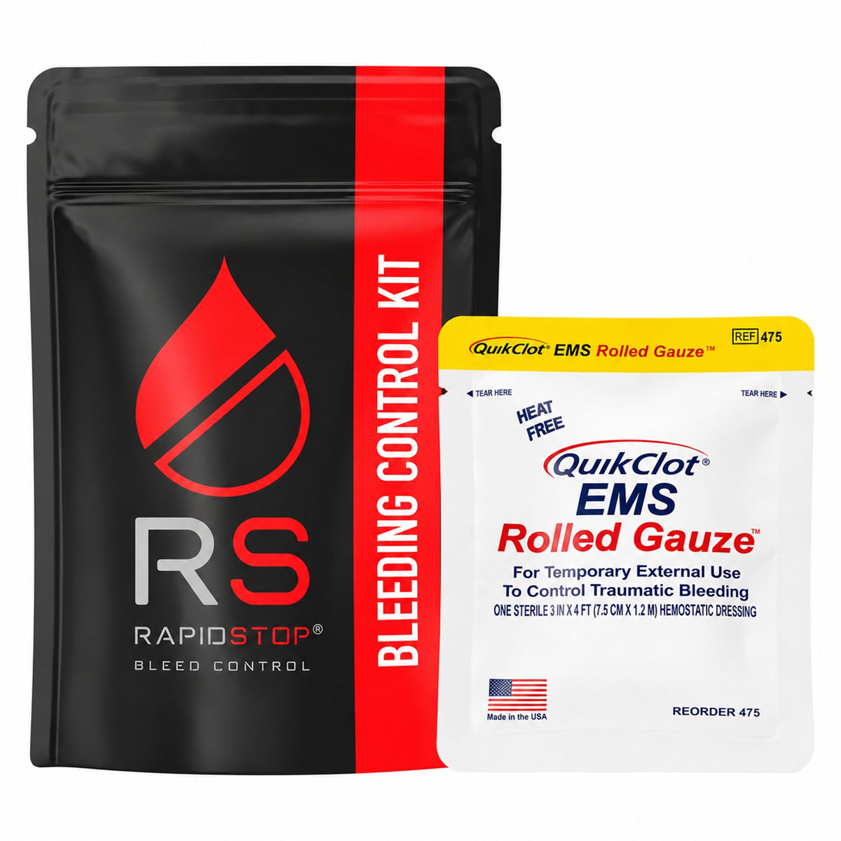 RapidStop Bleed Control Small Pack with QuikClot EMS Roll