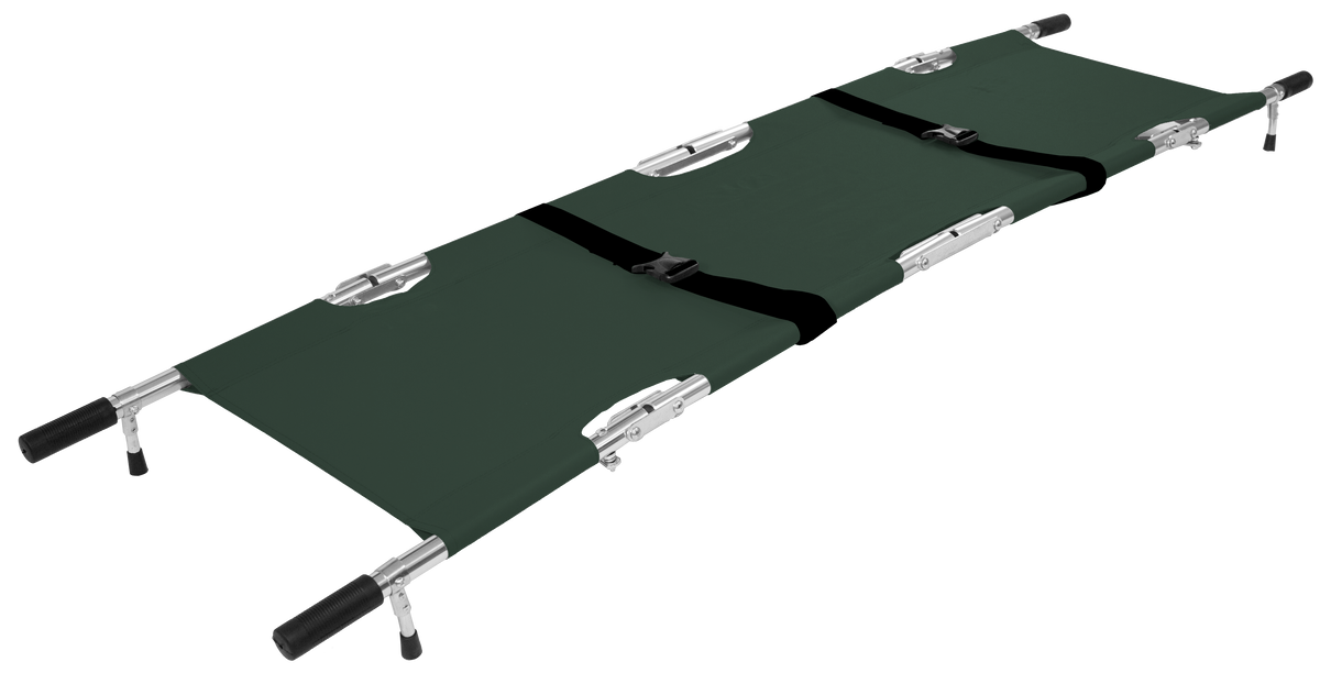 AeroRescue Alloy Quad-Fold Emergency Pole Stretcher with Carry Case