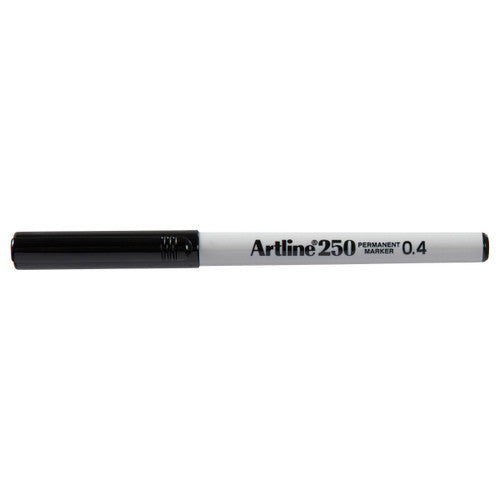 Artline 250 Permanent Marker 0.4mm Plastic Nib Black Box of 12
