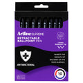 Artline Supreme Retractable Antibacterial Ballpoint Pen 1.0mm Core Assorted Pack 10