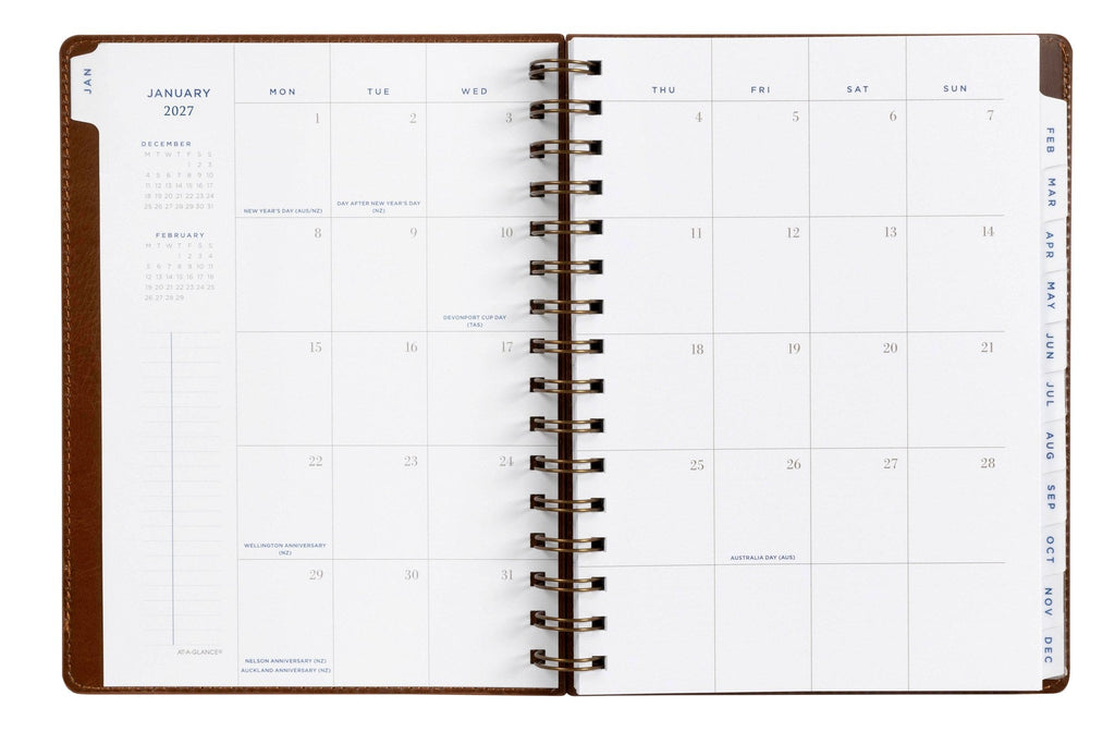 At-A-Glance Signature Diary 2027 A5 Week To View Brown