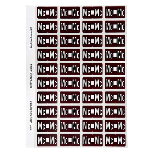 Avery Alphabetical Mc Side Tab Colour Coding Label 25 x 42mm Brown 240 Pack