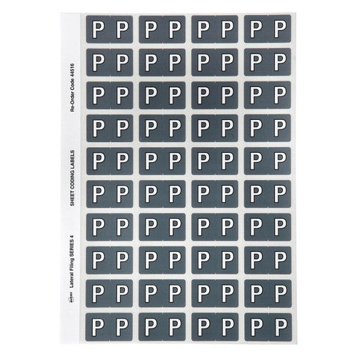 Avery Alphabetical P Side Tab Colour Coding Label 25 x 42mm Grey 240 Pack
