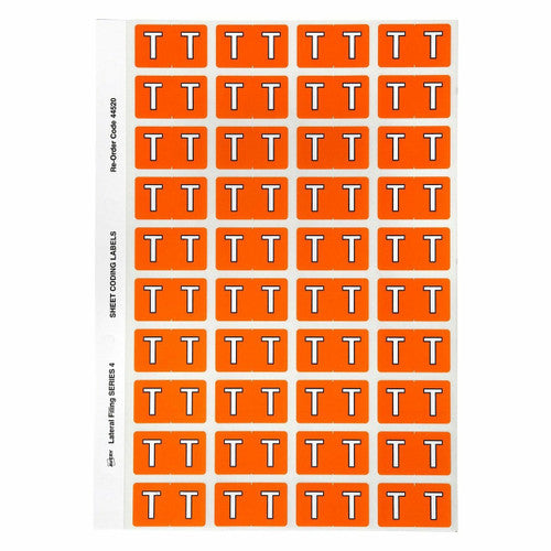 Avery Alphabetical T Side Tab Colour Coding Label 25 x 42mm Orange 240 Pack