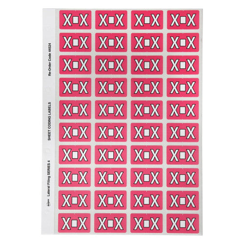 Avery Alphabetical X Side Tab Colour Coding Label 25 x 42mm Pink 240 Pack