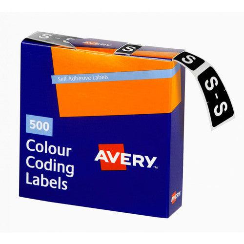 Avery Alphabetical S Side Tab Colour Coding Label 25 x 38mm Dark Green 500 Roll
