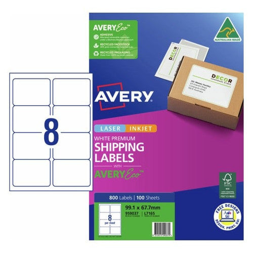 Avery Premium Shipping Labels AveryEco L7165 99.1 x 67.7mm 8UP 800 Labels
