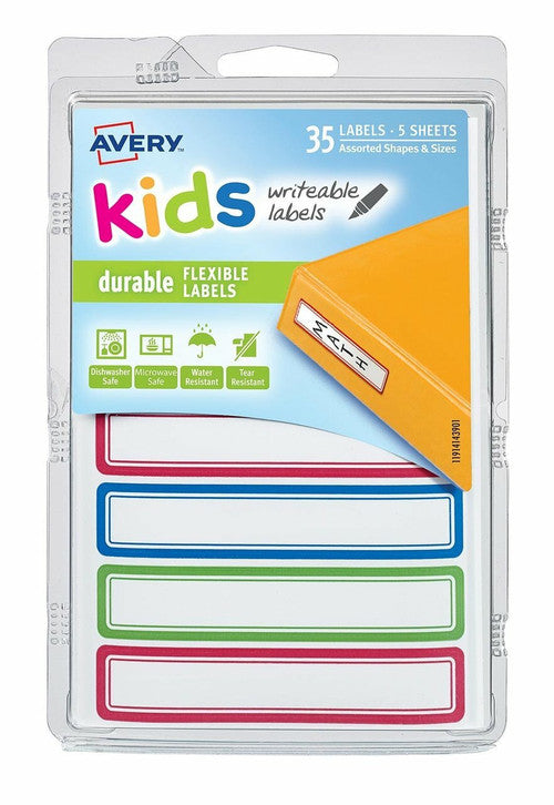 Avery Durable Writeable Labels 89 x 16mm 35 Labels 5 Sheets