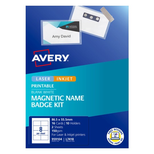 Avery Magnetic Name Badge Kit L7418 86.5 x 55.5mm