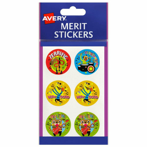 Avery Merit Stickers Cartoon Band 30mm Diameter 102 Pack
