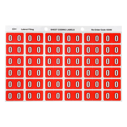 Avery Numeric 0 Side Tab Colour Coding Label 25 x 38mm Pink 180 Pack