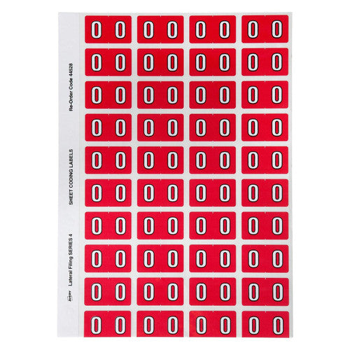 Avery Numeric 0 Side Tab Colour Coding Label 25 x 42mm Red 240 Pack