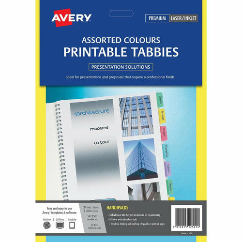 Avery Multi-Coloured Printable Tab Flags 48 Tabs L7431
