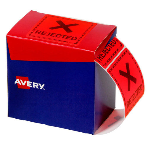 Avery Rejected Labels Fluoro Red 75 x 74.2mm Roll 1000