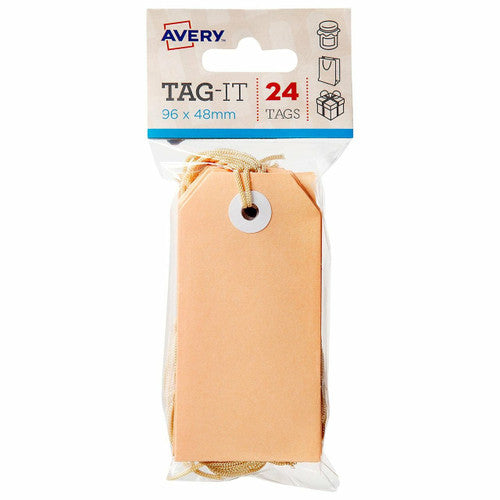 Avery Tag-It with String Size 3 Pastel Peach Pack 24
