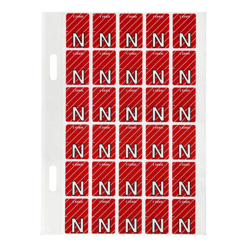 Avery Alphabetical N Top Tab Colour Coding Label 20 x 30mm Magenta with Stripe 150 Pack