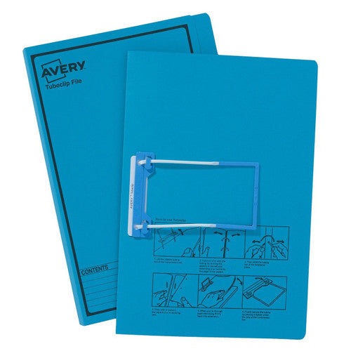 Avery Blue Tubeclip File Black Print Foolscap 270gsm 20 Pack