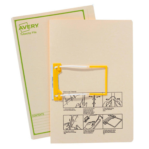 Avery Buff Tubeclip File Green Print Foolscap 326gsm 20 Box