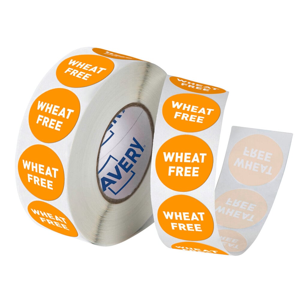 Avery Food Safety 'Wheat Free' Allergy Label 24mm 1000 Roll