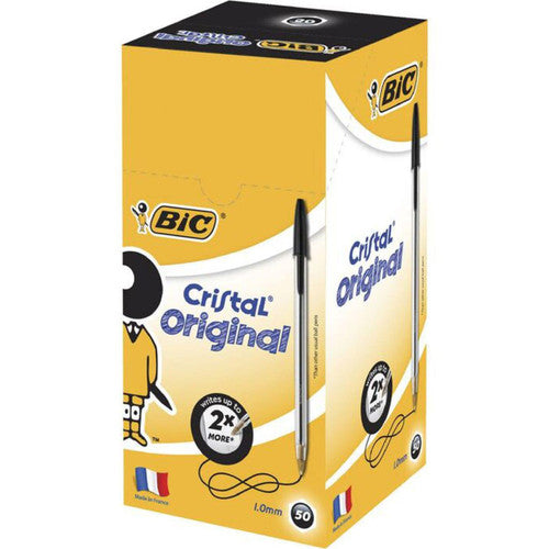 BIC Cristal Ballpoint Pens Medium Black Box of 50